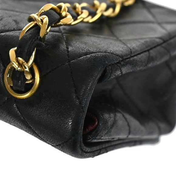 CHANEL CC Mini Matelasse Full Flap Chain Shoulder Bag Leather Black GHW - Picture 9 of 16